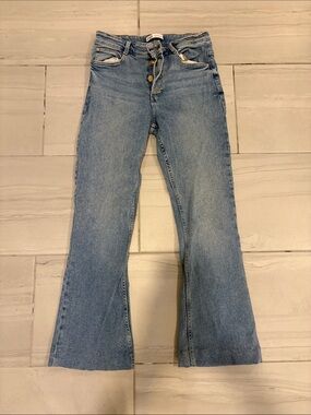 Zara Flare Jeans With Button Closure